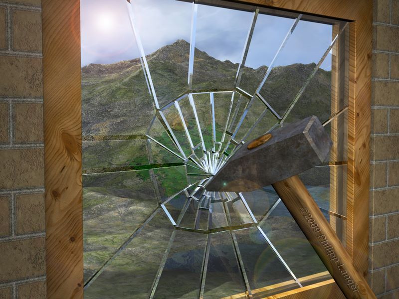 Hammer, Fenster einschlagend / Hammer Smashing Window Glass / 2009