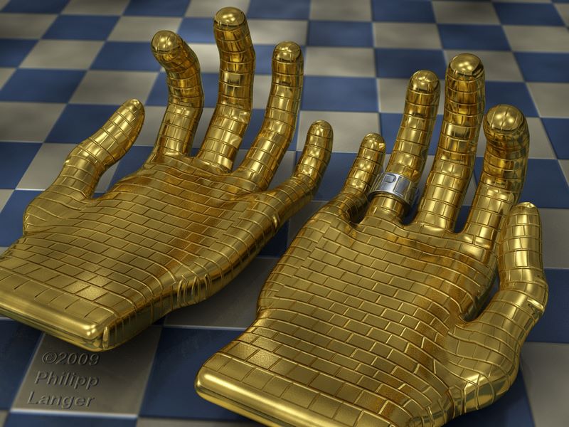 Goldhände mit Stahlring / Golden Hands with Steel Ring / 2009