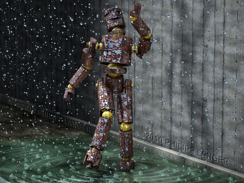 Androider Roboter im Regen / Android Robot in the Rain / 2010