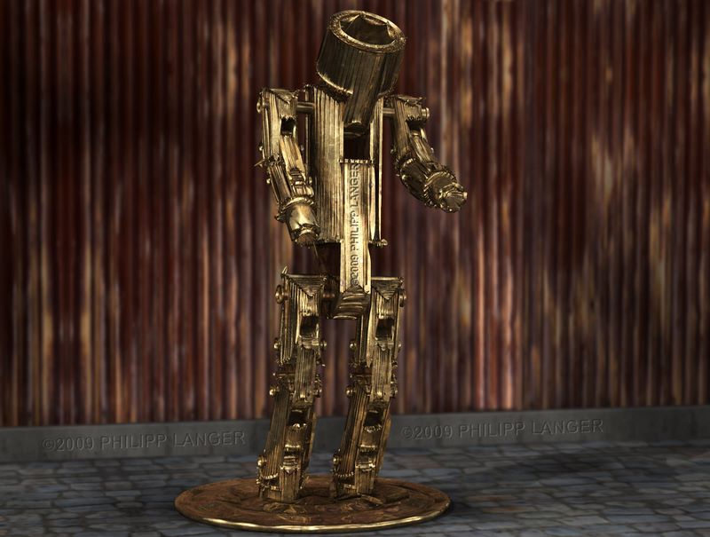 Schmelzende humanoide Metallfigur / Melting Android Robot / 2009